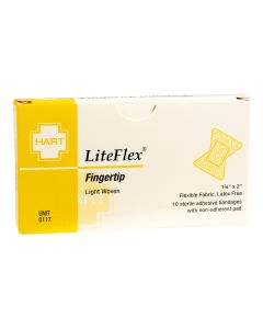 LiteFlex, Fingertip Adhesive Bandages, Light Woven Cloth, 1-3/4" x 2", 10 per unit