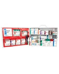 2-Shelf First Aid Station, Metal Cabinet with Pouch, Wall Mount, White