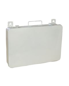 36 Unit First Aid Burn Kit Box with divider, Metal, White, Empty