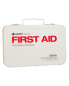 10 Unit First Aid Kit Box, Metal, Labeled, Empty