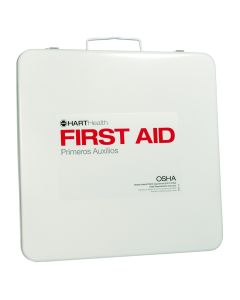 24 Unit First Aid Kit Box, Metal, Labeled, Empty