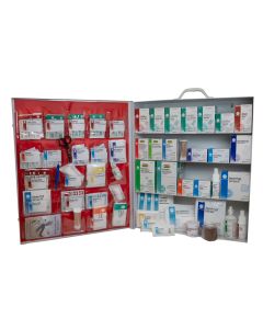 4-Shelf First Aid Station, Extra Wide Metal Cabinet, with door pouch