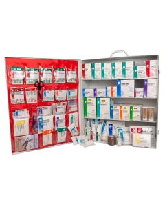 4-Shelf First Aid Station, ANSI 2021 Class A, Extra Wide Metal Cabinet, with door pouch