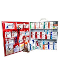 3-Shelf Deluxe First Aid Station, Metal Cabinet with door pouch