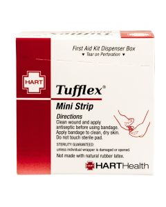 Tufflex, Mini Strip Adhesive Bandages, Heavy Woven Elastic Cloth, 5/8" x 1-1/2", 50 per box