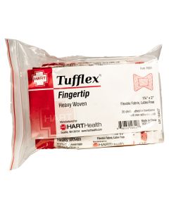 Tufflex, Fingertip Adhesive Bandages, Heavy Woven Elastic Cloth, 1-3/4" x 2", 20 per bag