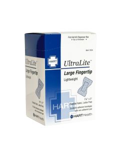 UltraLite, Large Fingertip Adhesive Bandages, Lightweight Elastic Woven Cloth, 1-3/4" x 3", 25 per box