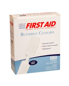 White Cross First Aid, Butterfly Closures Adhesive Bandages, 100 per box