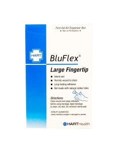 BluFlex, Blue Large Fingertip Adhesive Bandages, Light Woven Elastic Cloth