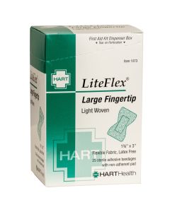 LiteFlex, Large Fingertip Adhesive Bandages, Light Woven Elastic Cloth, 1-3/4" x 3", 25 per box