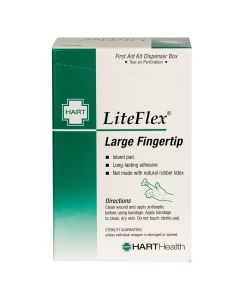 LiteFlex, Large Fingertip Adhesive Bandages, Light Woven Elastic Cloth, 1-3/4" x 3", 25 per box