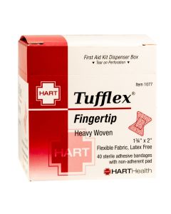 Tufflex, Fingertip Adhesive Bandages, Heavy Woven Elastic Cloth, 1-3/4" x 2", 40 per box