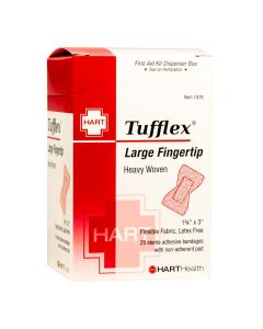 Tufflex, Large Fingertip Adhesive Bandages, Heavy Woven Elastic Cloth, 1-3/4" x 3", 25 per box