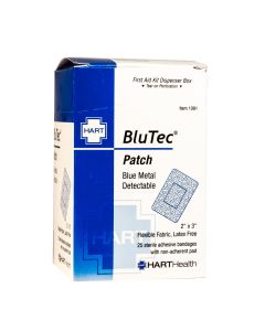 BluTec, Blue Metal Detectable Patch Bandages, Heavy Woven Elastic Cloth, 2" x 3", 25 per box