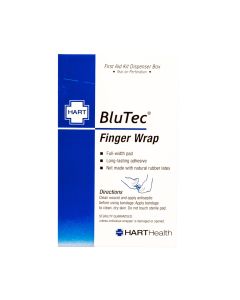 BluTec, Blue Metal Detectable Finger Wrap Bandages, Heavy Woven Elastic Cloth, 3/4" x 4-3/4", 25 per box