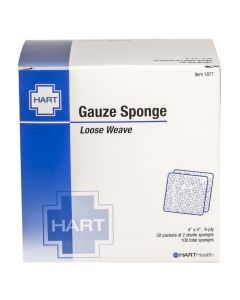 Gauze Sponge, Sterile, 4" x 4", 50 pouches of 2 per box