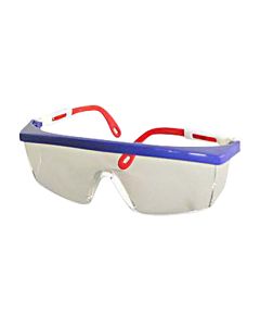 Safety Glasses, Integra, antifog, red, white and blue/clear