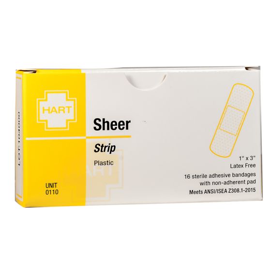 Sheer Strip Adhesive Bandages, 1" x 3", 16 per unit