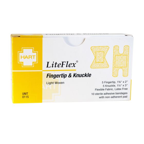 LiteFlex, Fingertip and Knuckle Adhesive Bandages, Light Woven Cloth, 10 per unit