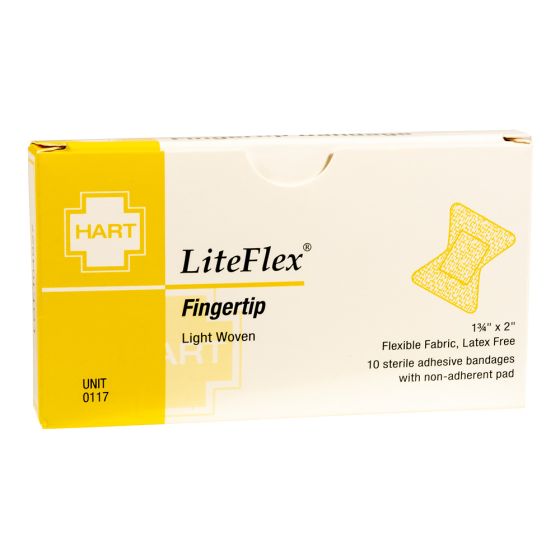 LiteFlex, Fingertip Adhesive Bandages, Light Woven Cloth, 1-3/4" x 2", 10 per unit