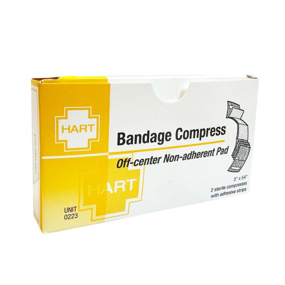 Sterile Bandage Compress, Non Adherent Pad with Adhesive Strips, 3", 2 per unit