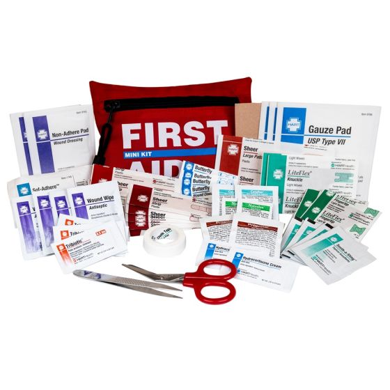 Mini First Aid Kit, Nylon, Red