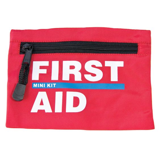 Mini First Aid Kit Bag, Nylon, Red, Empty