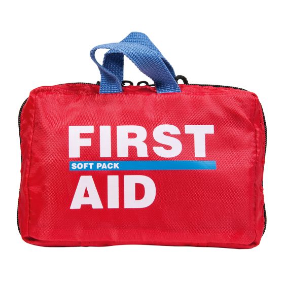 Soft Pack First Aid Kit Bag, Nylon, Red, Empty