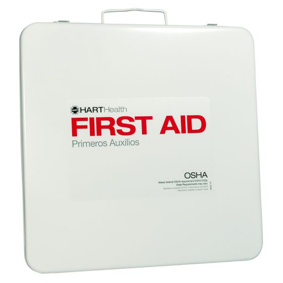 24 Unit First Aid Kit Box, Metal, Labeled, Empty