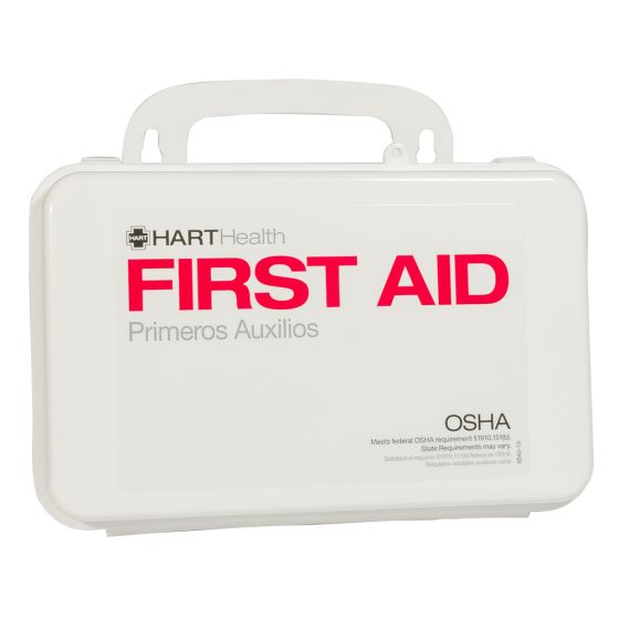 10 Unit First Aid Kit Box, Polypropylene, Labeled, Empty