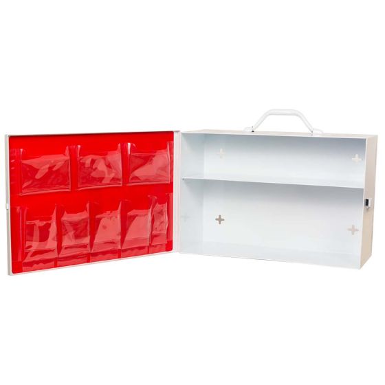 2-Shelf First Aid Metal Cabinet with door pouch, White, Empty