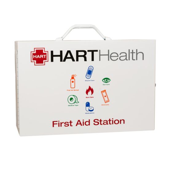 2-Shelf First Aid Metal Cabinet with door pouch, Labeled, White, Empty