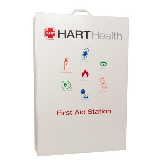 5-Shelf First Aid Metal Cabinet with door pouch, Screened, White, Empty