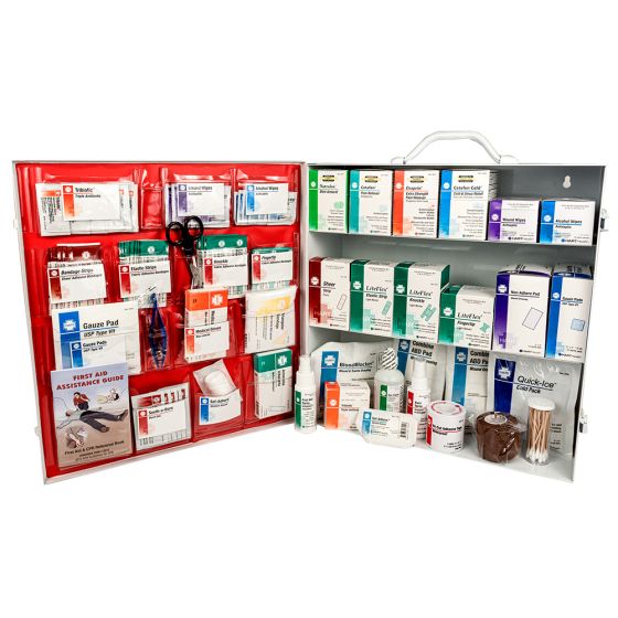 3-Shelf First Aid Station, Metal Cabinet with door pouch