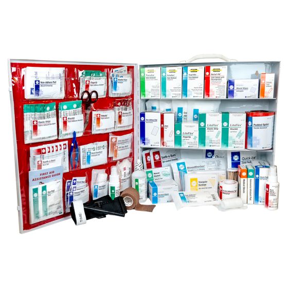 3-Shelf First Aid Station, ANSI 2021 Class B, Metal Cabinet with door pouch