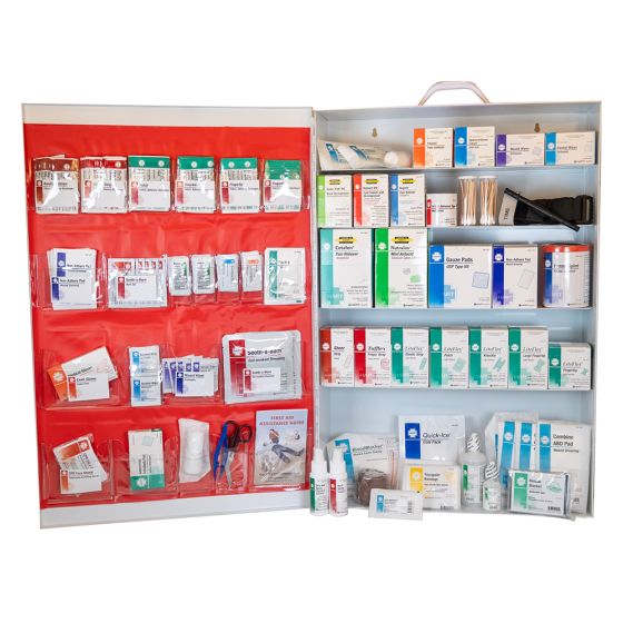 5-Shelf First Aid Station, ANSI 2021 Class B, Metal Cabinet with door pouch