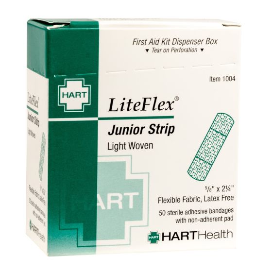 LiteFlex, Junior Strip Adhesive Bandages, Light Woven Elastic Cloth, 5/8" x 2-1/4", 50 per box