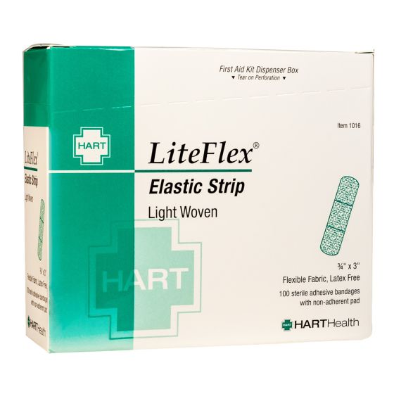 LiteFlex, Elastic Strip Adhesive Bandages, Light Woven Cloth, 3/4" x 3", 100 per box