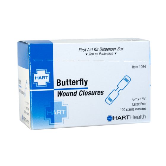 Butterfly Closures Adhesive Bandages, Medium, HART 100 per box