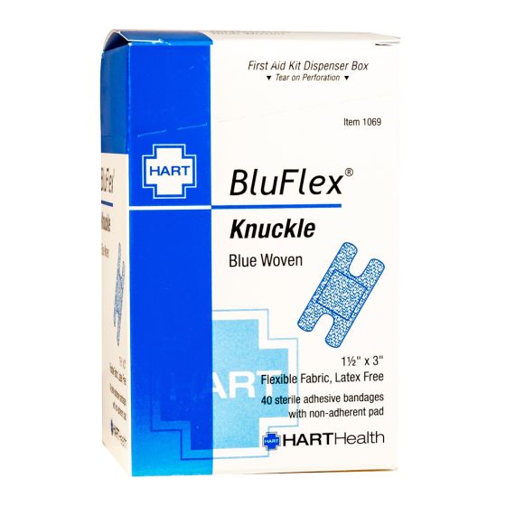 BluFlex, Blue Knuckle Adhesive Bandages, Light Woven Elastic Cloth