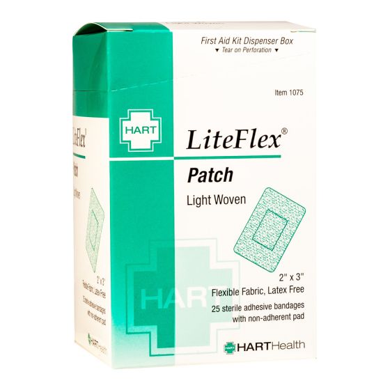 LiteFlex, Patch Adhesive Bandages, Light Woven Elastic Cloth, 2" x 3", 25 per box