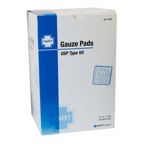 Gauze Pads, Sterile, 3" x 3", 100 per box