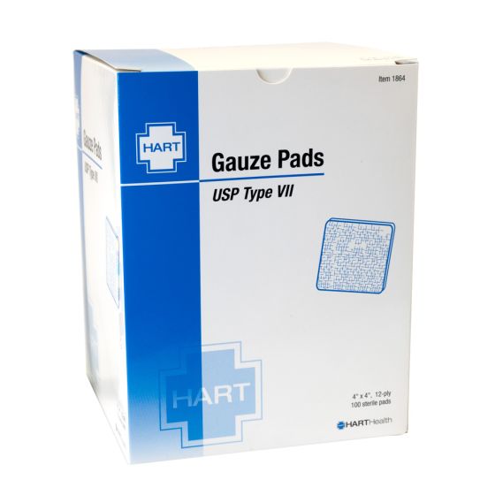 Gauze Pads, Sterile, 4" x 4", 100 per box