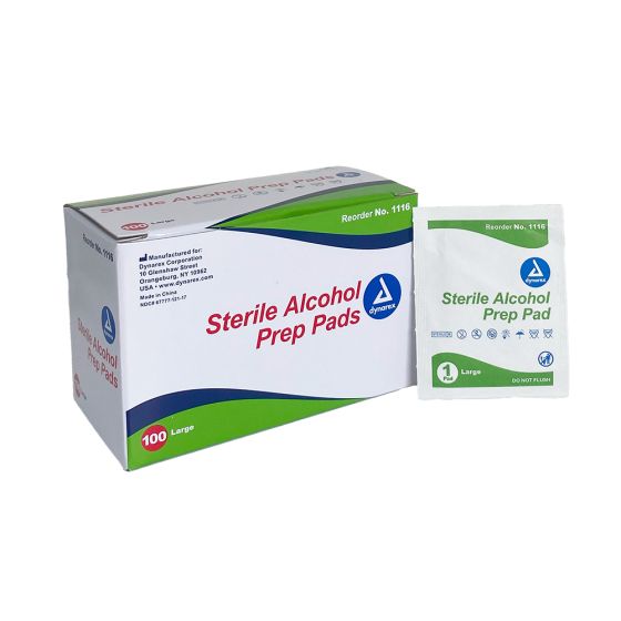 Dynarex Alcohol Prep Pads, Sterile, Large, 100 per box