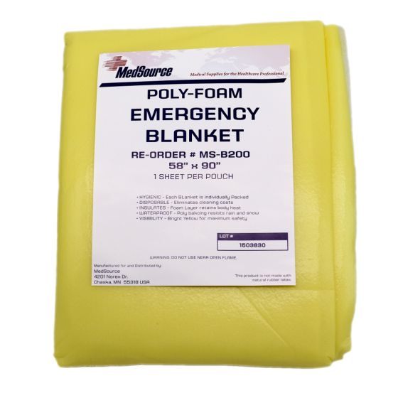 MedSource, Emergency Blanket, Yellow, 58" x 90"