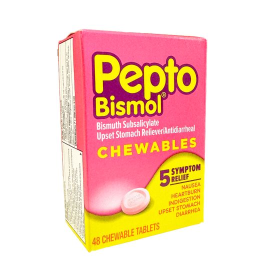 Pepto Bismol, Anti-Diarrheal Chewable Tablets, 48 per box