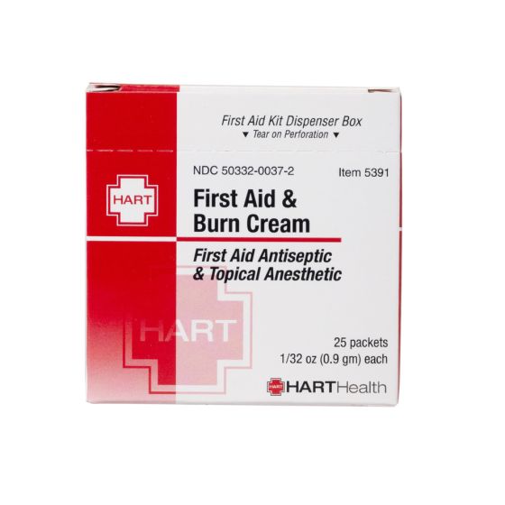 First Aid & Burn Cream, antiseptic/Analgesic, 0.9 gm, 25 per box