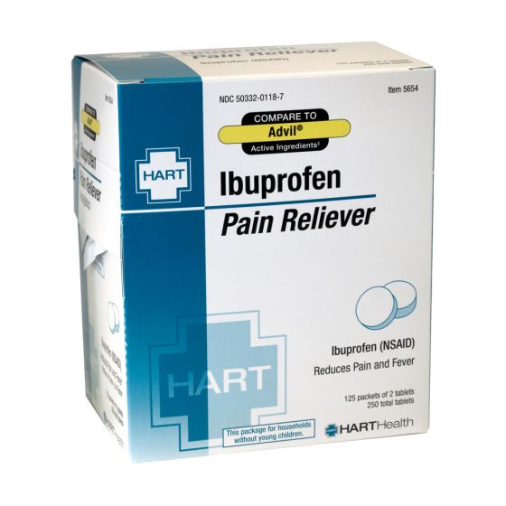 Ibuprofen - 125/2's per box, 250 tablets total, (4 per case)