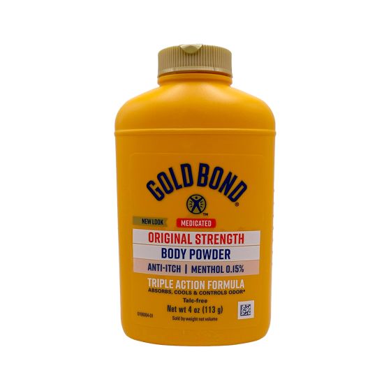 Gold Bond, original strength body powder, 4 oz yellow bottle