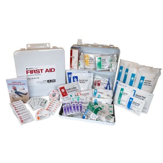 Bulk First Aid Kit, 50-Person, ANSI Class 2021 A, Metal Box